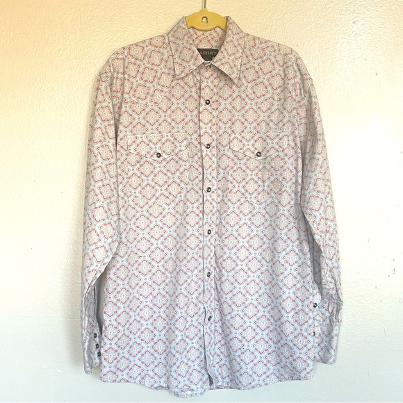 Ariat Other - Ariat Men’s Western Cowboy Snap Button Pastel Geometric Shirt M